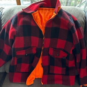 Vtg WOOLRICH Reversible Buffalo Plaid Mackinaw Orange Hunting Jacket Men’s XXXL
